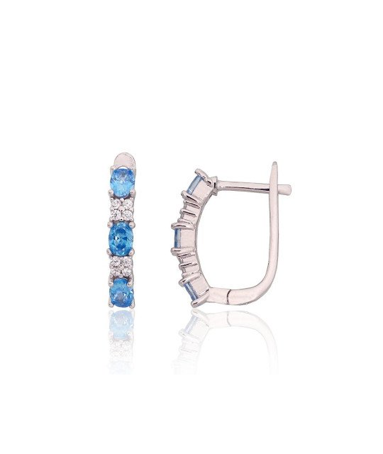 'Inglise' sulguriga hõbekõrverõngad, Hõbe 925°, roodium (kate), Tsirkonid