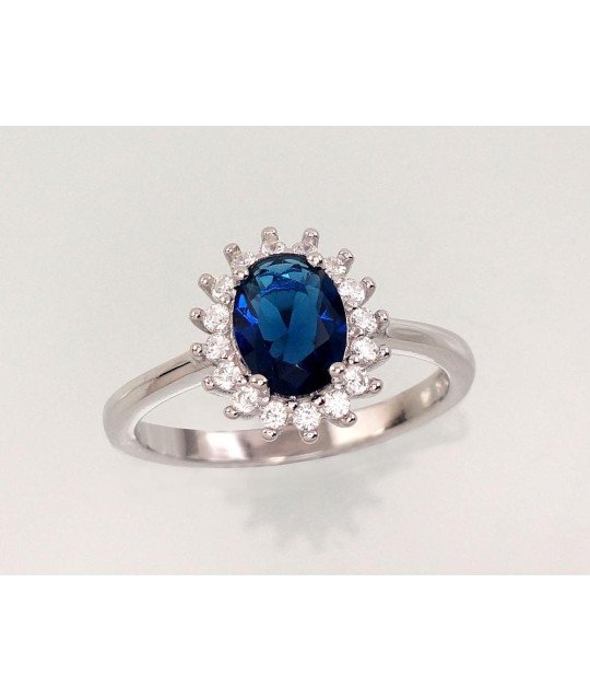 Silver ring, Silver 925°, Rhodium (Plating), Zirkons