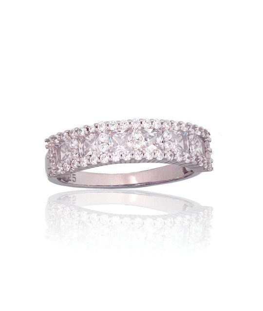 Silver ring, Silver 925°, Rhodium (Plating), Zirkons