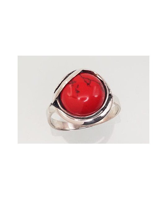 Sidabrinis žiedas, Sidabras 925°, oksidas (padengti), Koralas (Imitacija)