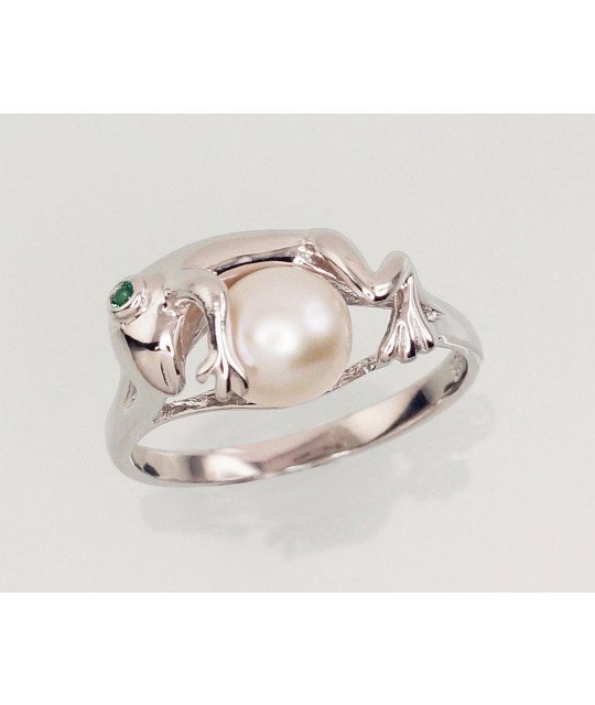 Hõbesõrmus, Hõbe 925°, roodium (kate), Tsirkonid, Pärlitest