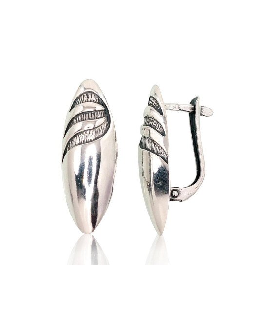 Silver earrings with 'english' lock, Silver 925°, oxide (Plating)
