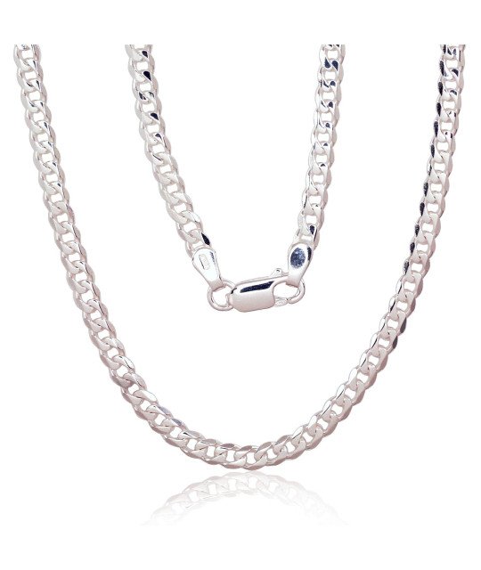 Silver chain Curb 4 mm, diamond cut, Silver 925°