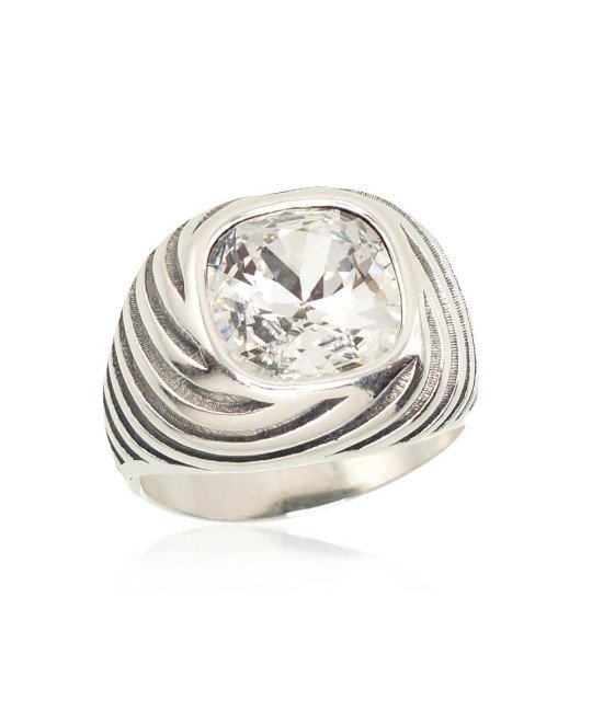 Silver ring, Silver 925°, oxide (Plating), Crystals