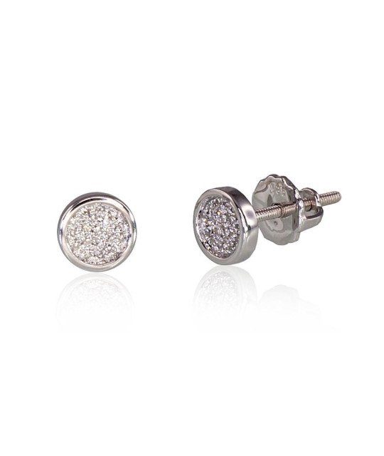 Gold screw studs earrings, White Gold 585°, Diamonds