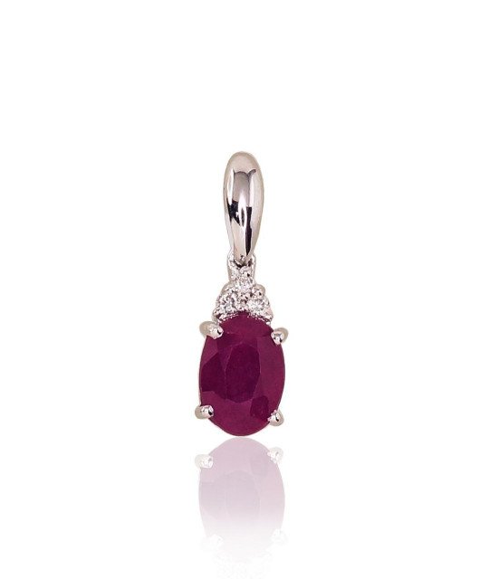 Gold pendant, White Gold 585°, Diamonds, Ruby