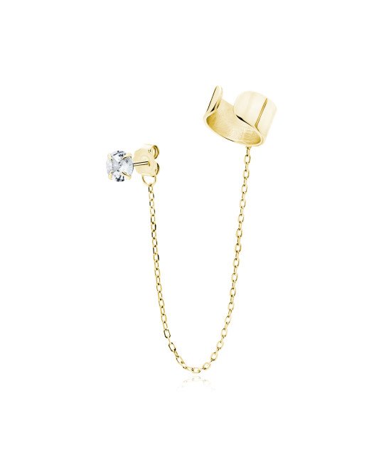 Hopeakorvakoru Valkoisella Zirkonilla ja Korvakaffi Ketjussa