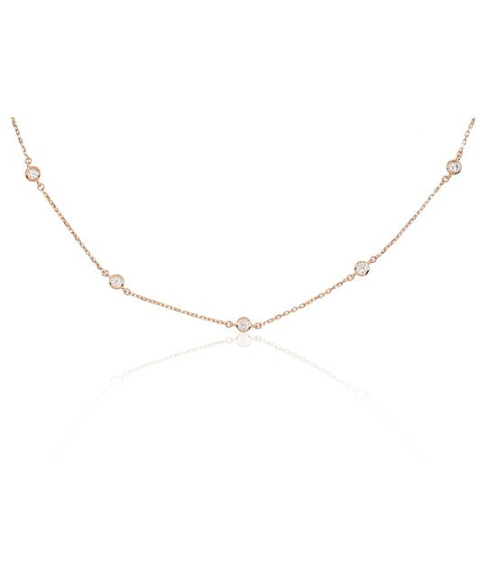 Серебряное колье, Серебро 925°, красное золото (покрытие), Цирконы