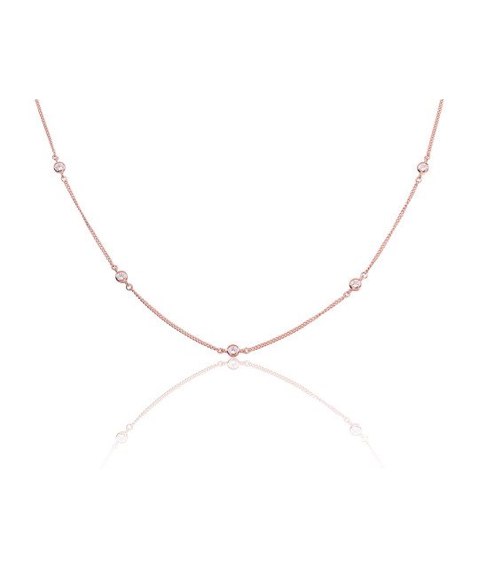 Серебряное колье, Серебро 925°, красное золото (покрытие), Цирконы