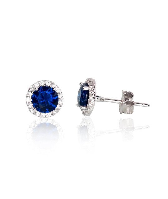 Silver stud earrings, Silver 925°, Rhodium (Plating), Zirkons