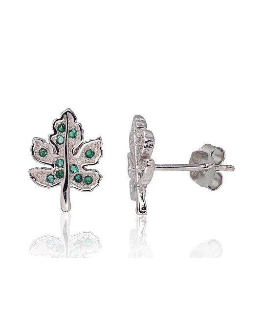 Sidabriniai auskarai –pusetai, Sidabras 925°, rodis (padengti), Cirkonai