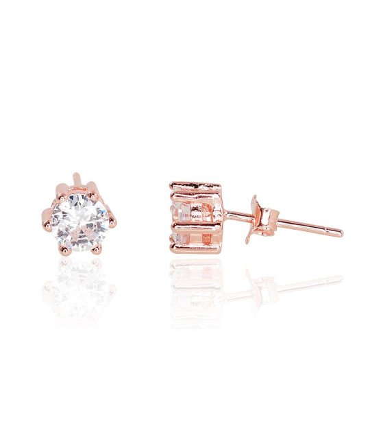 Sudraba auskari-puseti, Sudrabs 925°, sarkanais zelts (pārklājums), Cirkoni