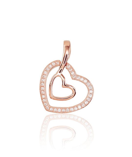 Silver pendant, Silver 925°, red gold (Plating), Zirkons