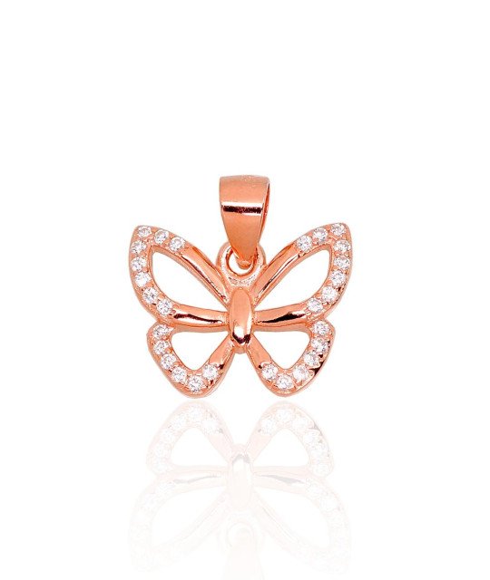 Silver pendant, Silver 925°, red gold (Plating), Zirkons