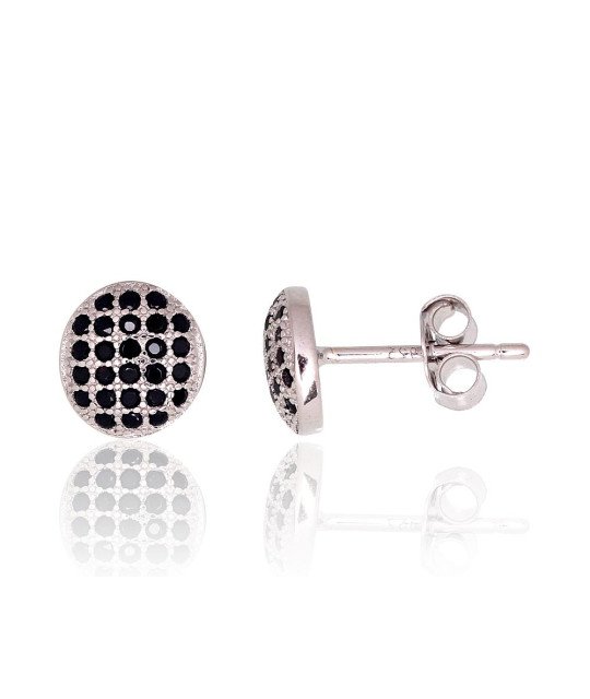 Silver stud earrings, Silver 925°, Rhodium (Plating), Zirkons