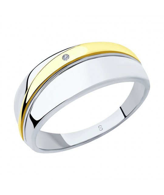 Gold-plated silver ring SOKOLOV with diamond