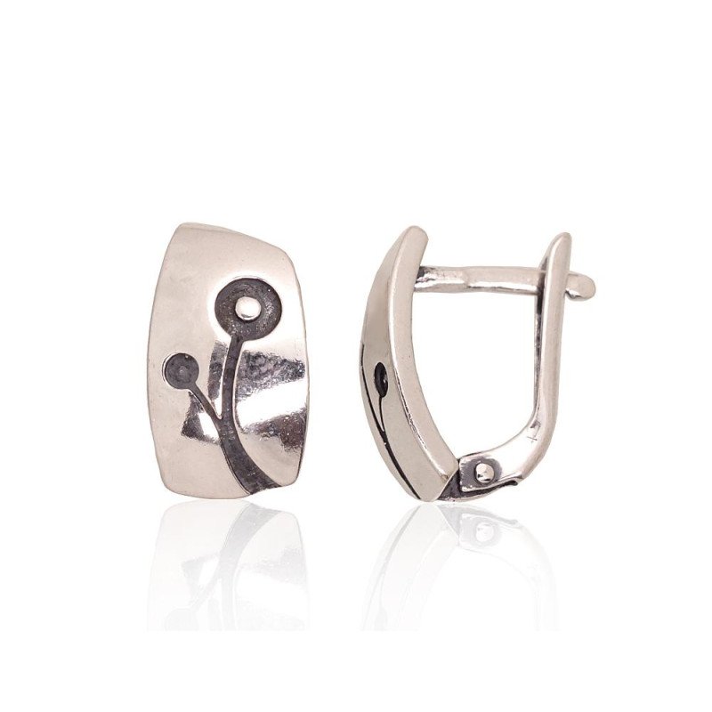 Серебряные серьги на английском замке, Серебро 925°, оксид (покрытие)