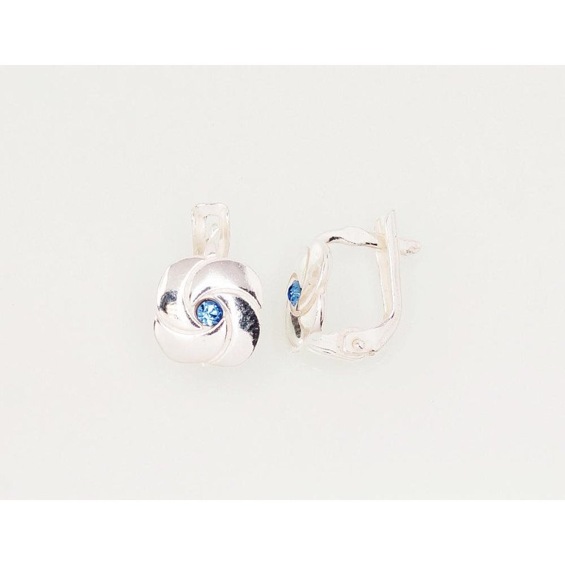 Silver earrings with 'english' lock, Silver 925°, Crystals
