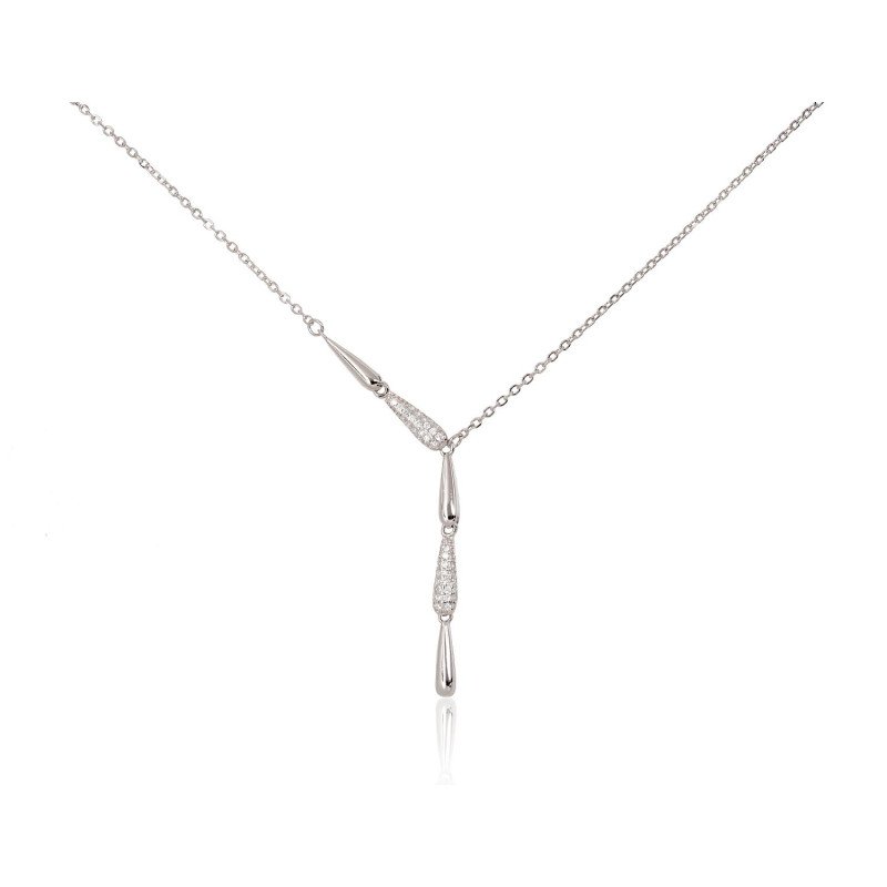 Silver necklace, Silver 925°, Rhodium (Plating), Zirkons