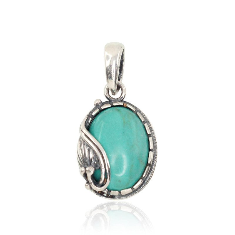 Серебряный кулон, Серебро 925°, оксид (покрытие), Бирюза (Имитация)