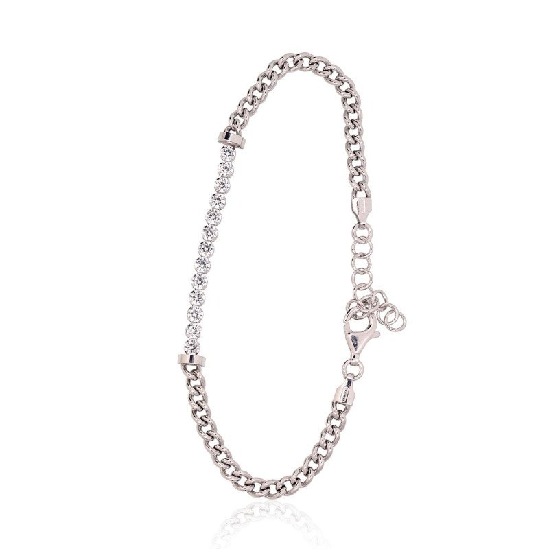 Silver bracelet, Silver 925°, Rhodium (Plating), Zirkons