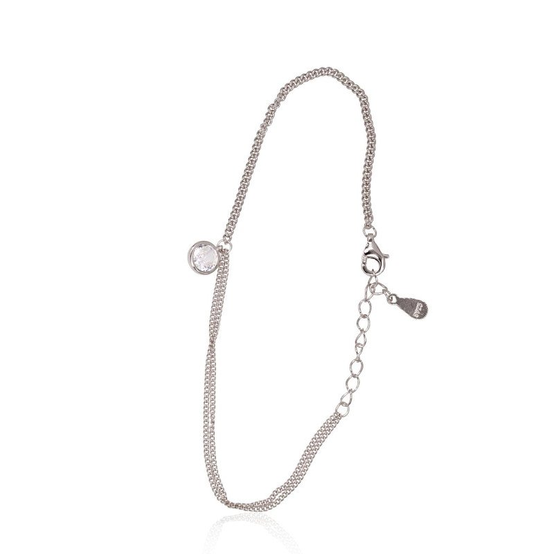 Silver bracelet, Silver 925°, Rhodium (Plating), Zirkons