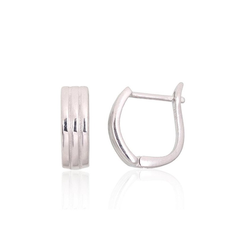 Silver earrings with 'english' lock, Silver 925°, Rhodium (Plating)