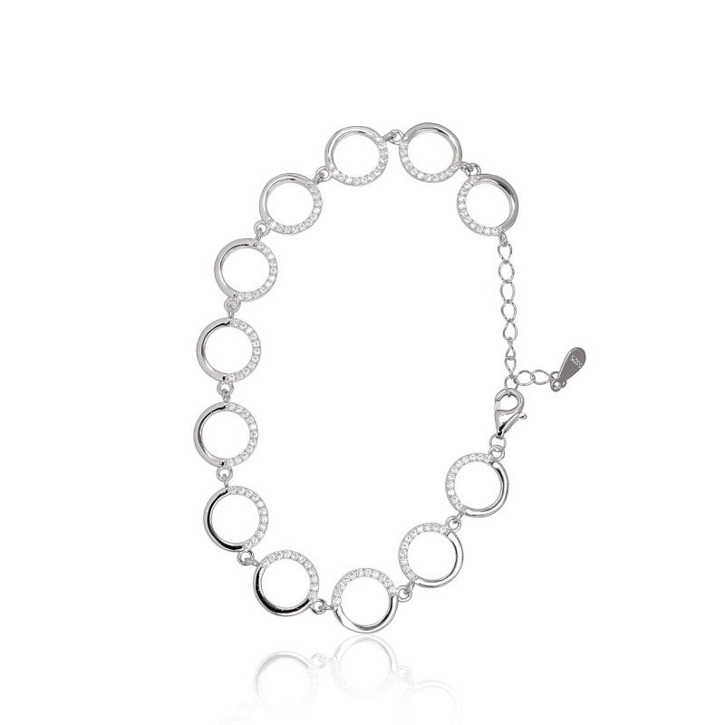 Серебряный браслет, Серебро 925°, родий (покрытие), Цирконы