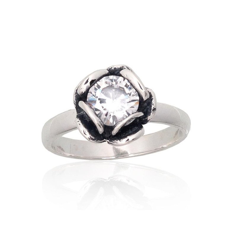 Silver ring, Silver 925°, oxide (Plating), Zirkons