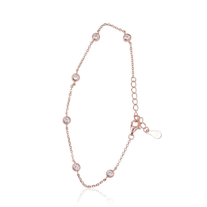 Silver bracelet, Silver 925°, red gold (Plating), Zirkons