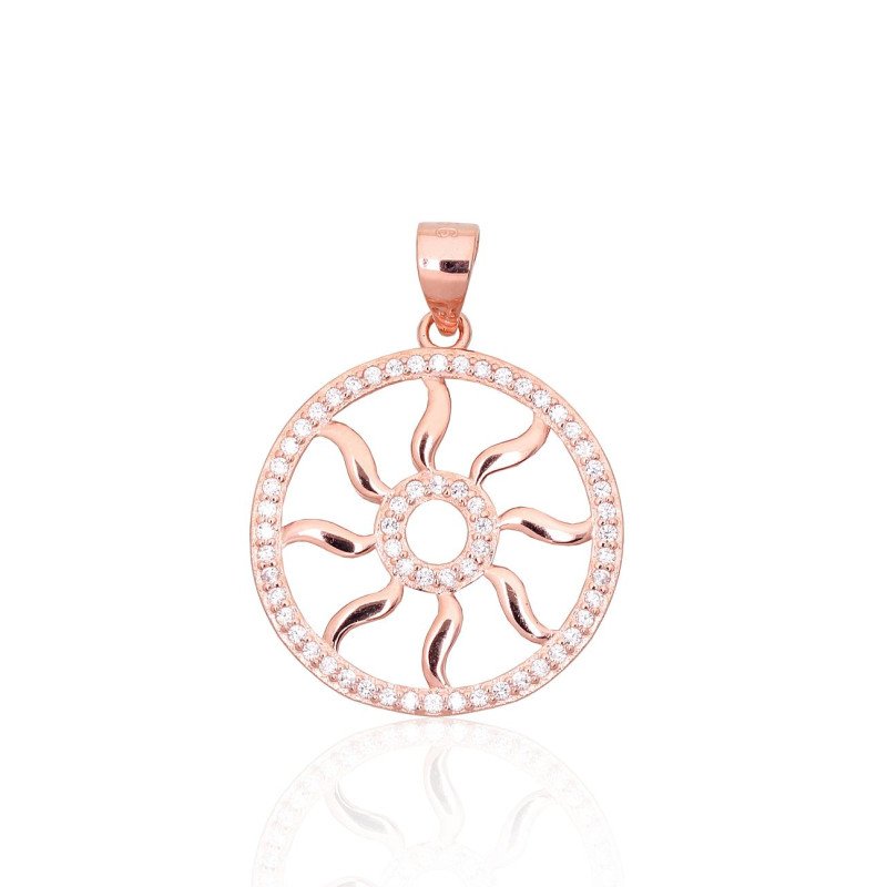 Silver pendant, Silver 925°, red gold (Plating), Zirkons