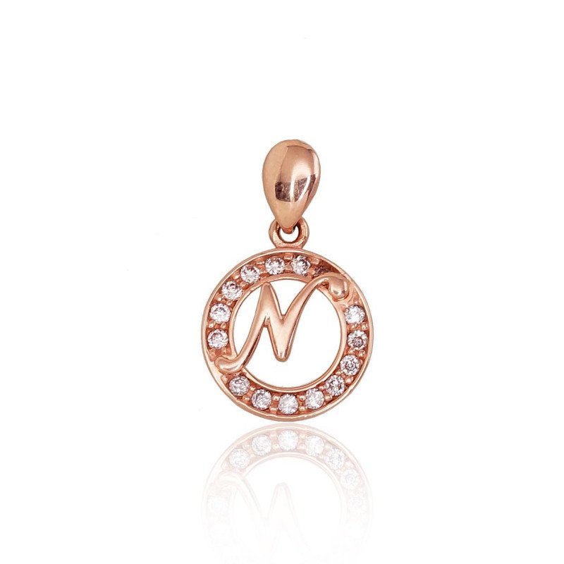 Gold pendant, Red Gold 585°, Zirkons