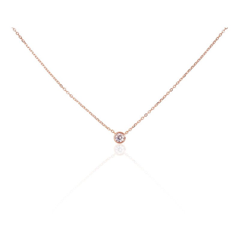 Silver necklace, Silver 925°, red gold (Plating), Zirkons