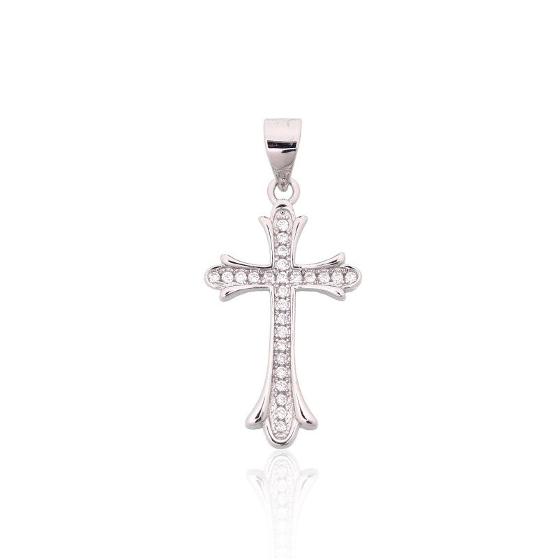 Серебряный кулон, Серебро 925°, родий (покрытие), Цирконы