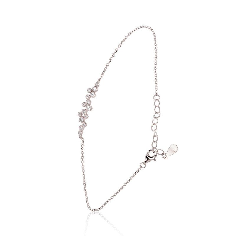 Silver bracelet, Silver 925°, Rhodium (Plating), Zirkons