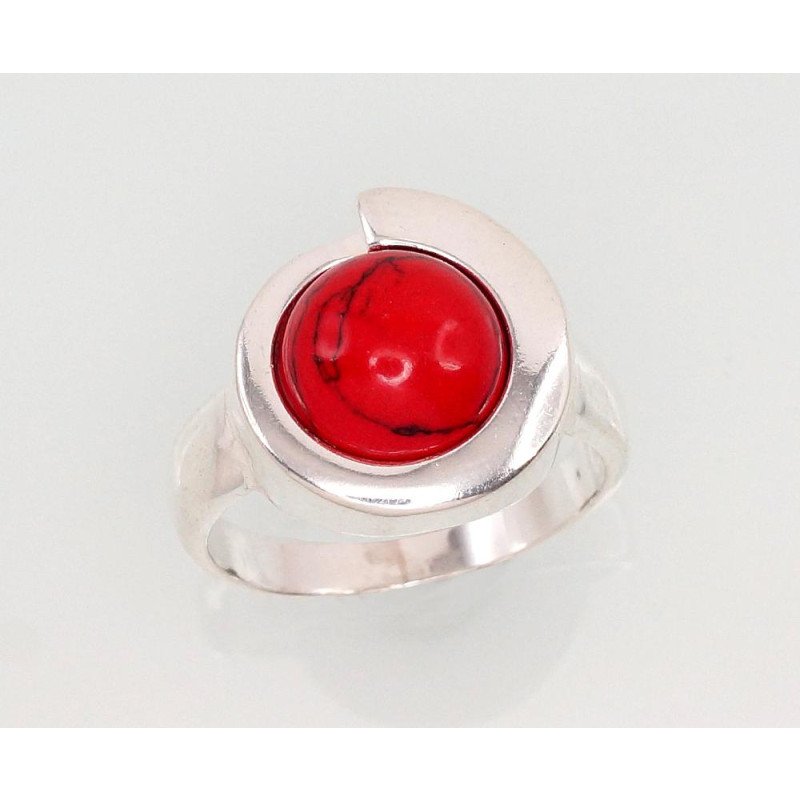 Silver ring, Silver 925°, Coral (Imitation)