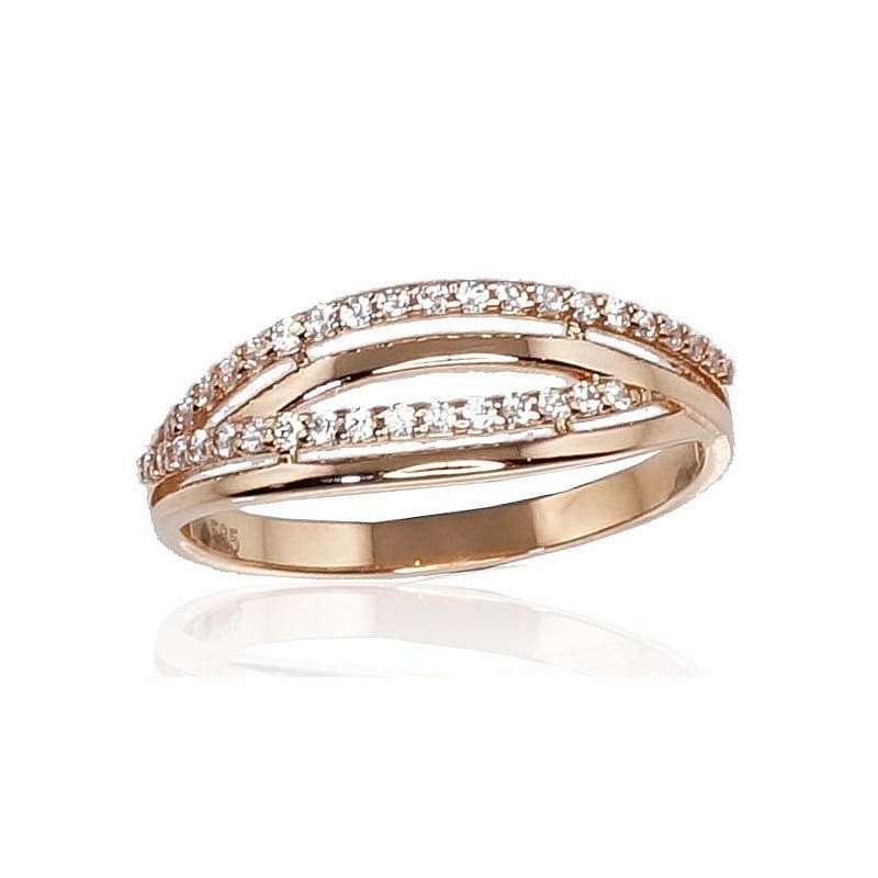 Золотое кольцо, Красное Золото 585°, Цирконы