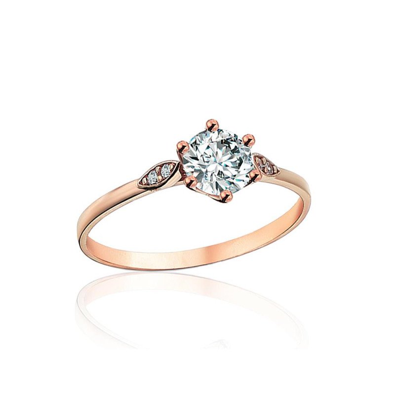 Золотое кольцо, Красное Золото 585°, Цирконы