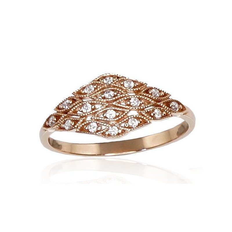 Золотое кольцо, Красное Золото 585°, Цирконы