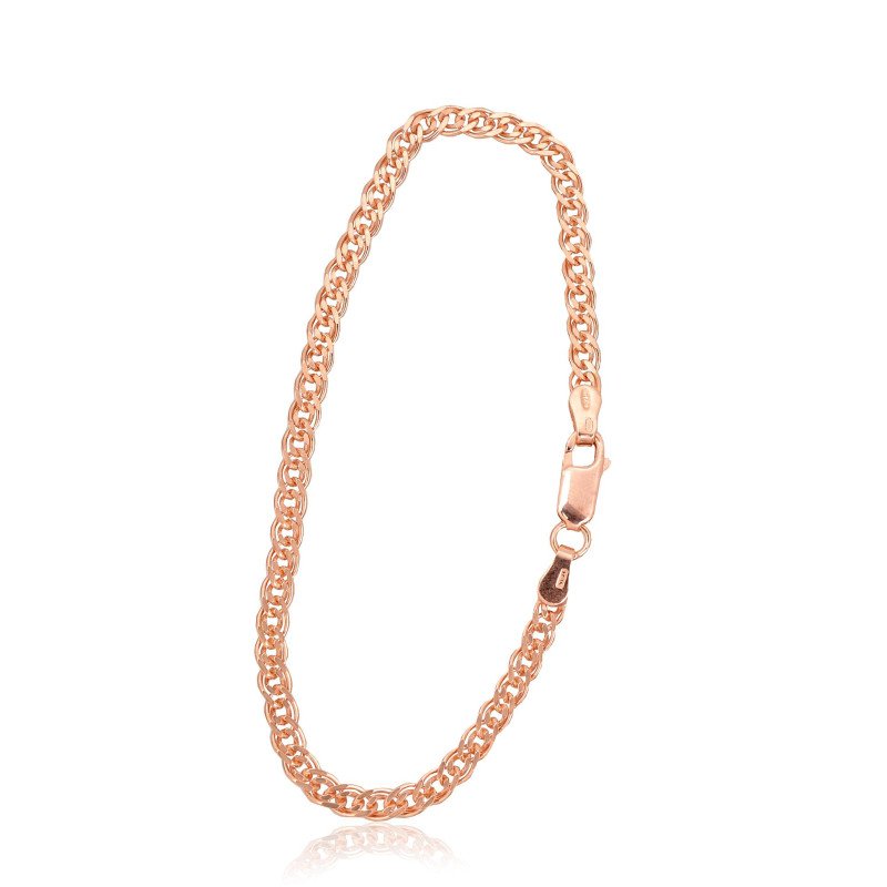 Silver chain Mona Liza 3.1 mm, diamond cut, Silver 925°, red gold (Plating)