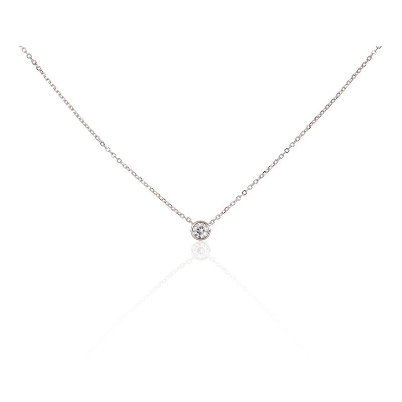 Серебряное колье, Серебро 925°, родий (покрытие), Цирконы