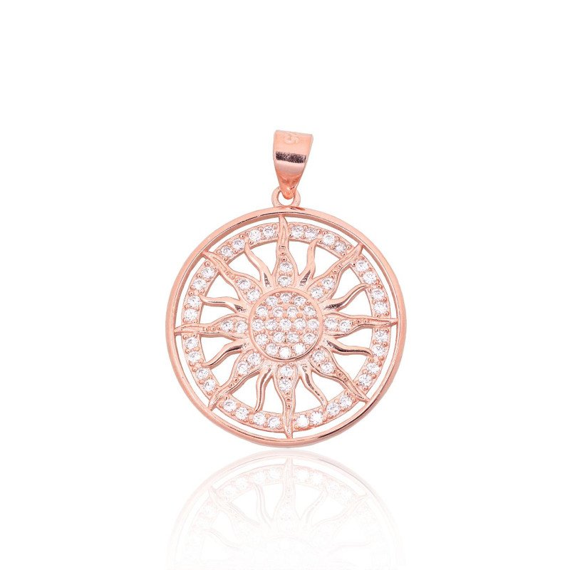 Silver pendant, Silver 925°, red gold (Plating), Zirkons