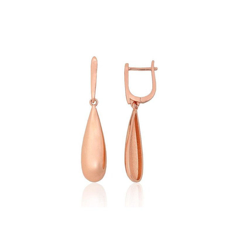 Серебряные серьги на английском замке, Серебро 925°, красное золото (покрытие)