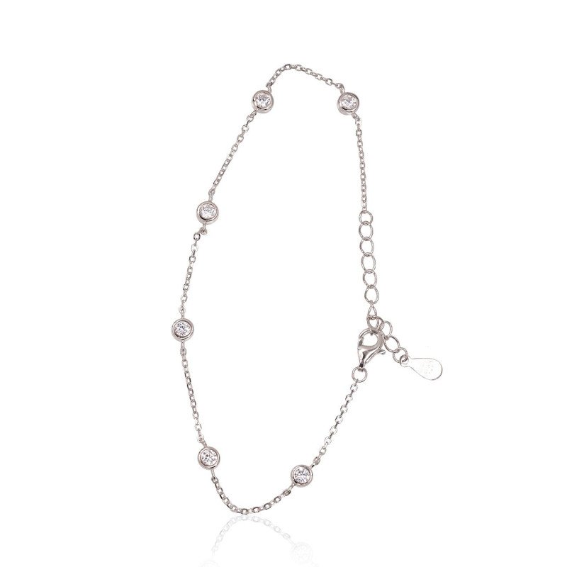 Серебряный браслет, Серебро 925°, родий (покрытие), Цирконы