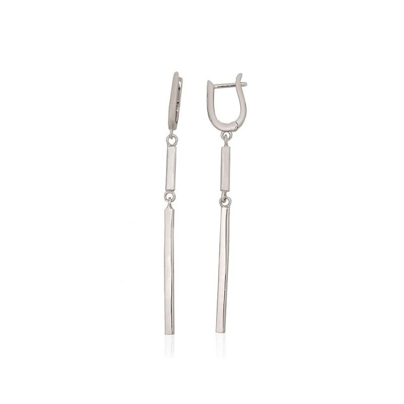 Silver earrings with 'english' lock, Silver 925°, Rhodium (Plating)