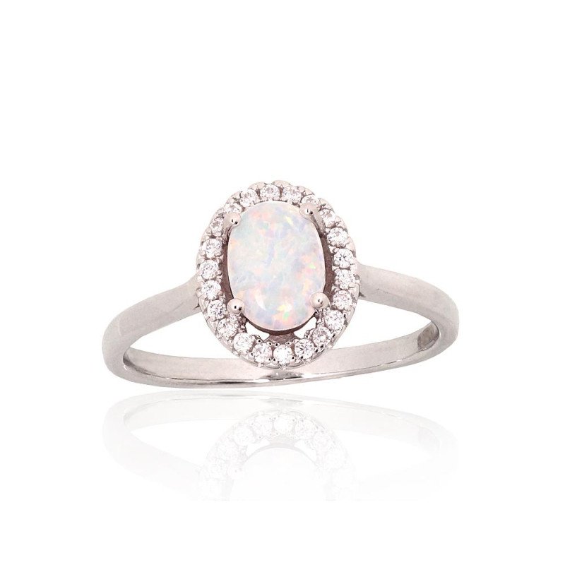 Silver ring, Silver 925°, Rhodium (Plating), Zirkons, Opalit