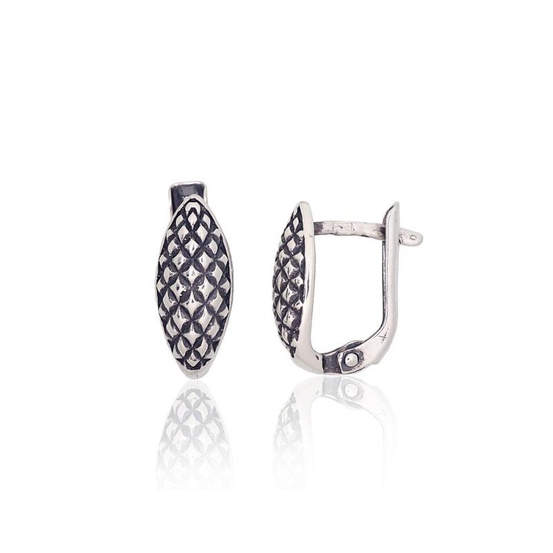 Silver earrings with 'english' lock, Silver 925°, oxide (Plating)
