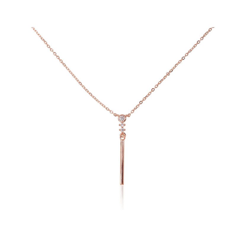 Silver necklace, Silver 925°, red gold (Plating), Zirkons