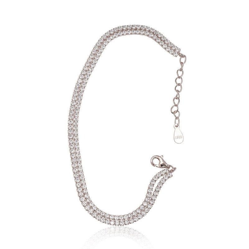 Серебряный браслет, Серебро 925°, родий (покрытие), Цирконы