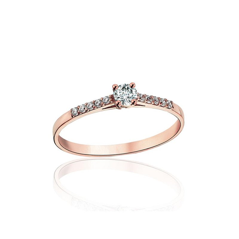 Gold ring, Red Gold 585°, Zirkons